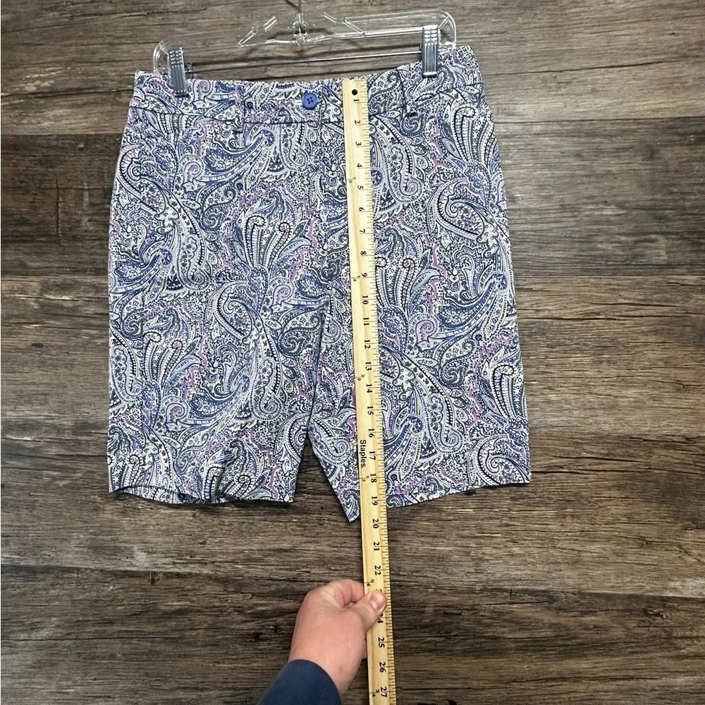Talbots Blue and Purple Bermuda Shorts with Paisley Print - Picture 7 of 11